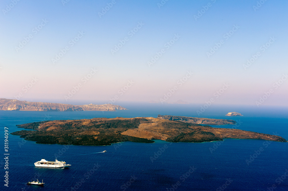 Gorgeous view of romantic Santorini's coast. Greece.