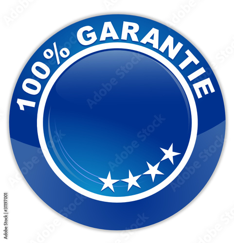 100 pour 100 garantie sur bouton rond  bleu