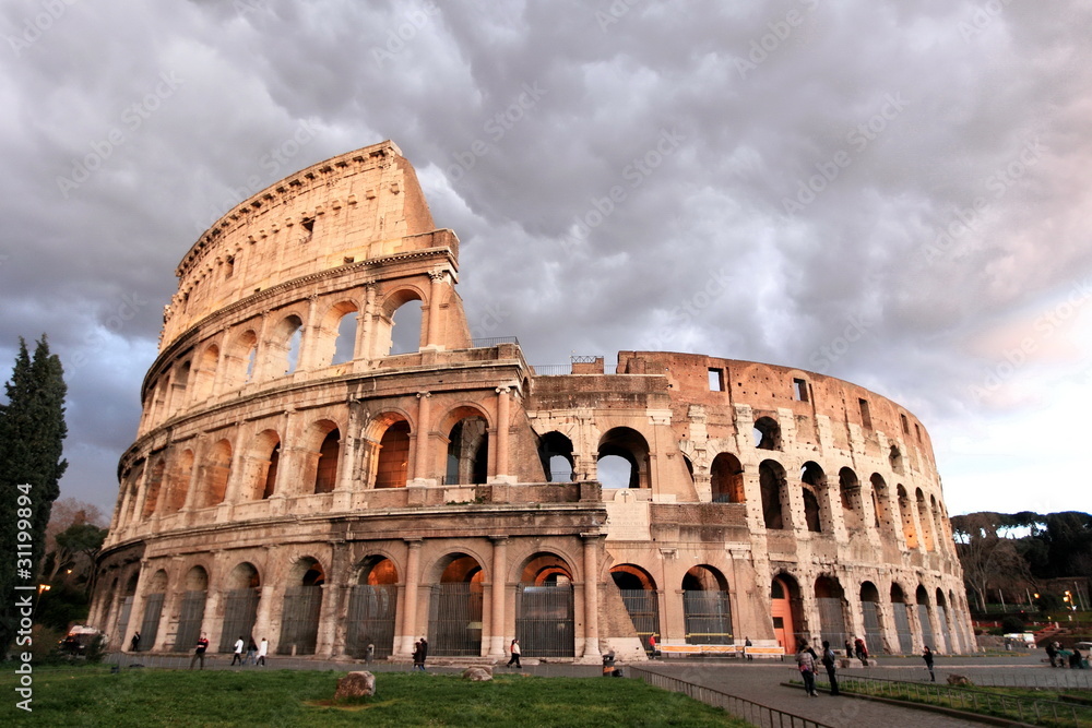 storm approaching Colosseum in Rome