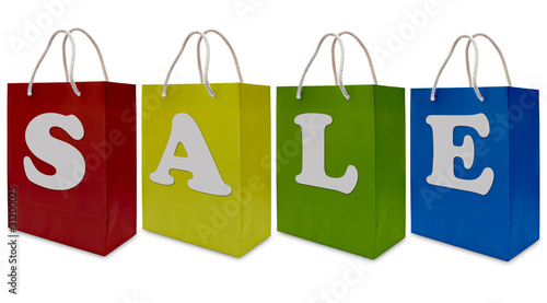 sale label on shopping  paper bag