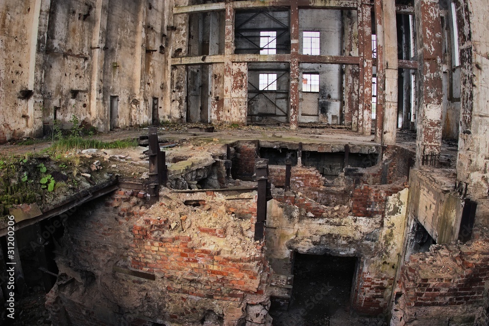 Abandoned Ruins of a former Factory. Creepy industrial building Abandoned Ruins of a former Factory. Creepy industrial building