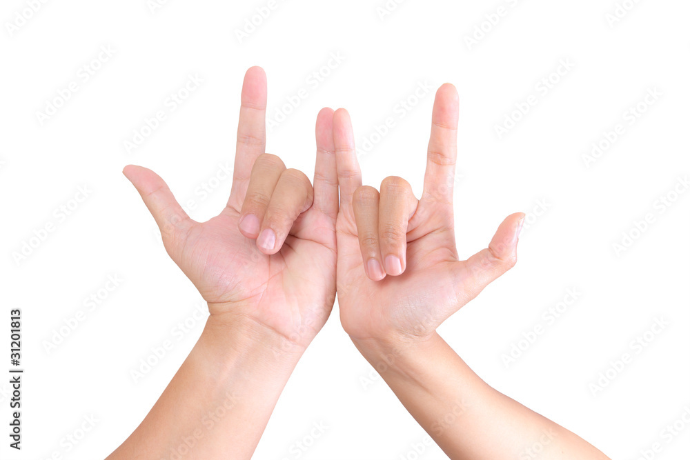 hand of man and woman make i love you sign hand of man and woman make i love you sign