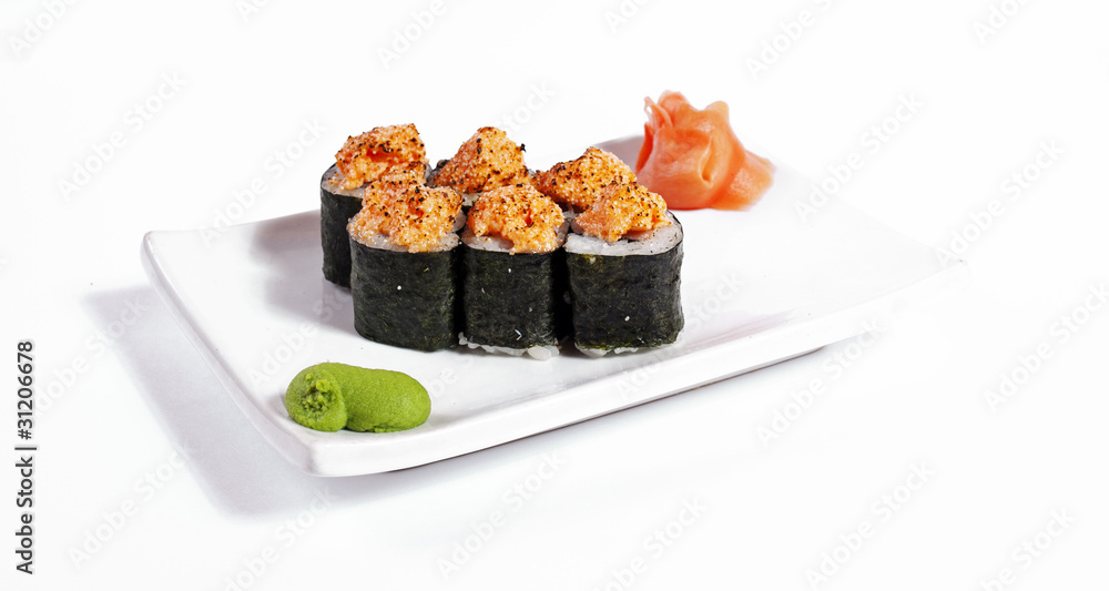 rolled and sushi rolled and sushi