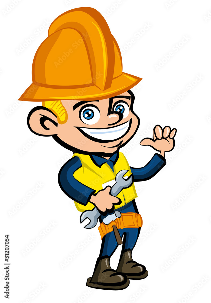 Cartoon cartoon of a worker witha hard hat Cartoon cartoon of a worker witha hard hat