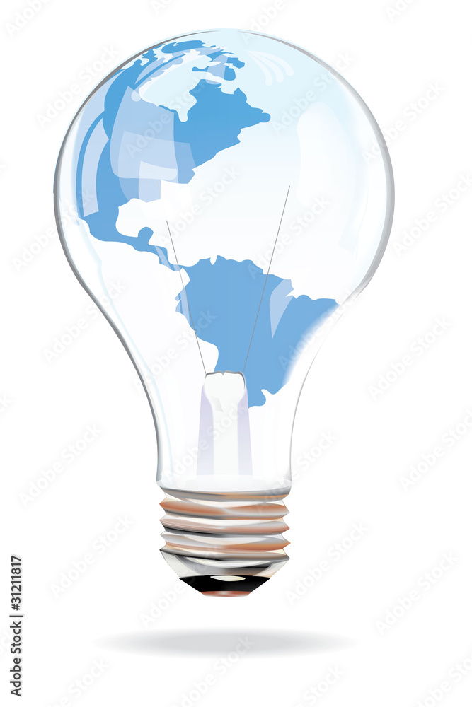 bulb with world