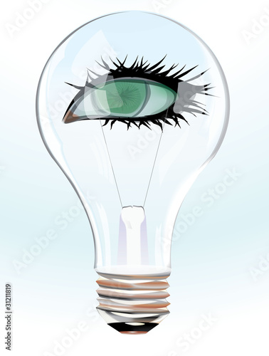 Vector Green eye in bulb