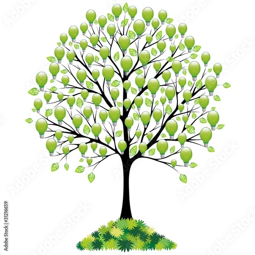 Albero Lampadina Ecologica-Tree with Ecological Bulbs-Vector
