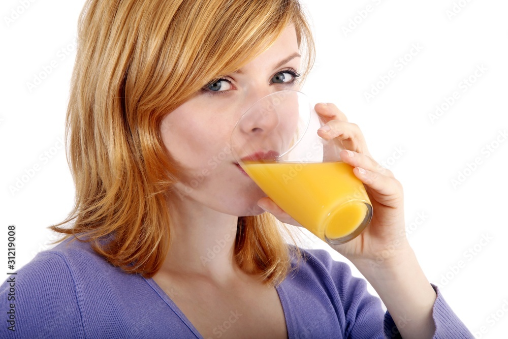 young beautiful woman with orangejuice (white background) young beautiful woman with orangejuice (white background)