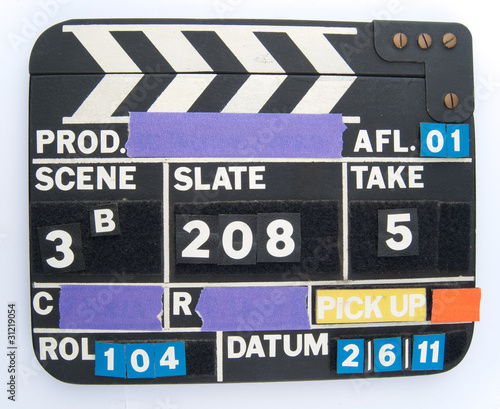 clapboard as used on filmset