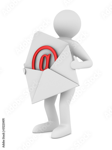 postman with open envelope....