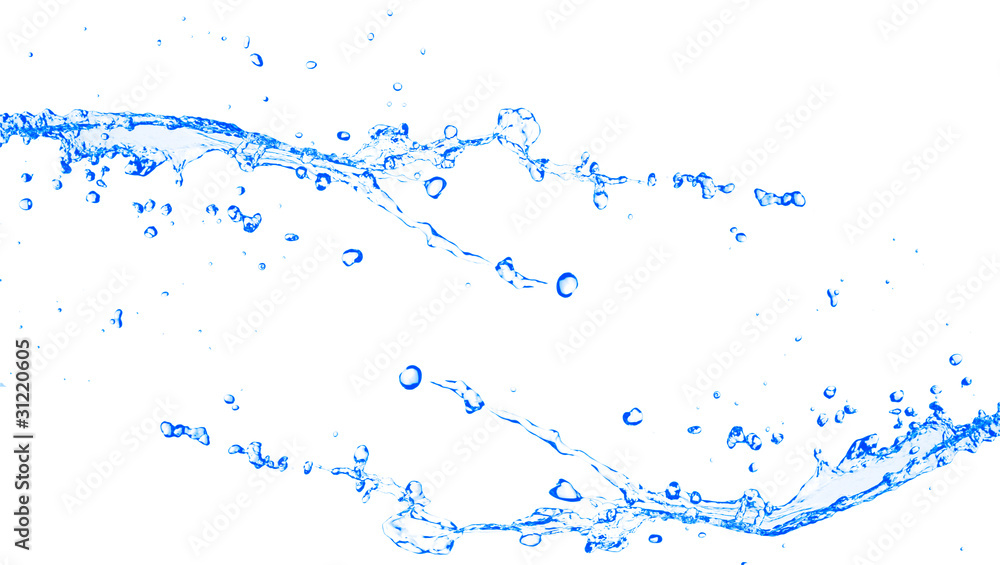 Clear blue water splash