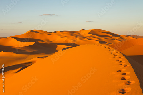 Footprints in the Sand Dunes - Murzuq Desert, Sahara, Libya