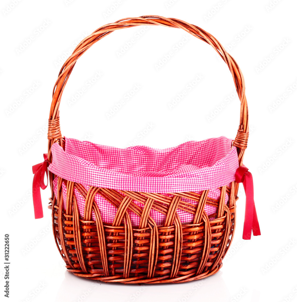 empty Wicker basket isolated on white empty Wicker basket isolated on white
