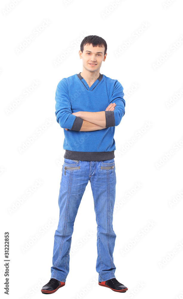 Fototapeta premium Full length portrait of a stylish young man standing with