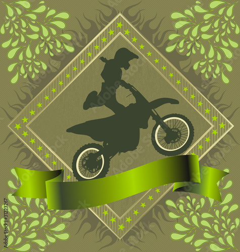 Abstract Background with motorcycle stunt silhouette