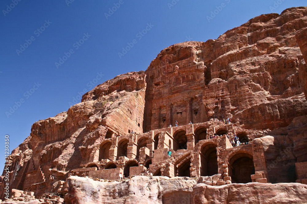 Nabatean temple or tomb town Petra, Jordan. Made by digging a ho