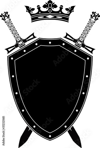 shield, swords and crown. stencil