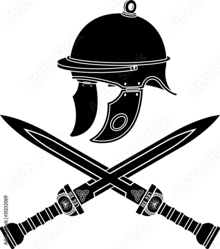 roman helmet and swords. first variant. stencil