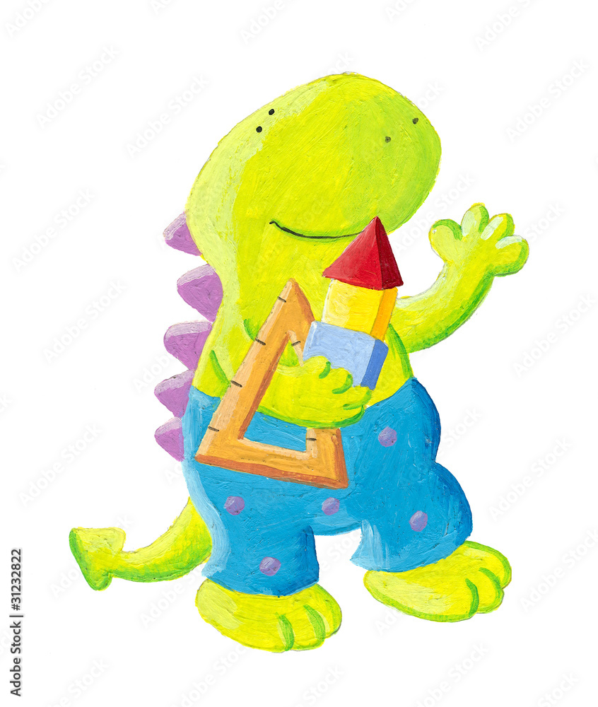 Fototapeta premium Little dragon mathematician