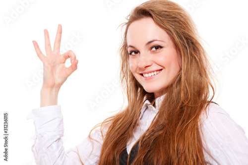 smiey woman showing ok sign