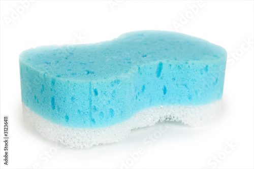 blue and white bath sponge isolated