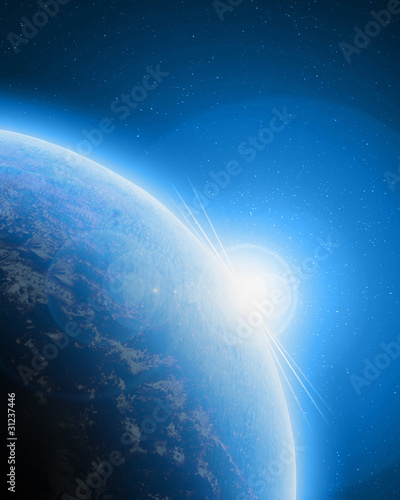 Obraz na płótnie Blue planet earth in outer space w salonie