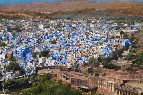 A view of the Blue City in Jodhpur, India.