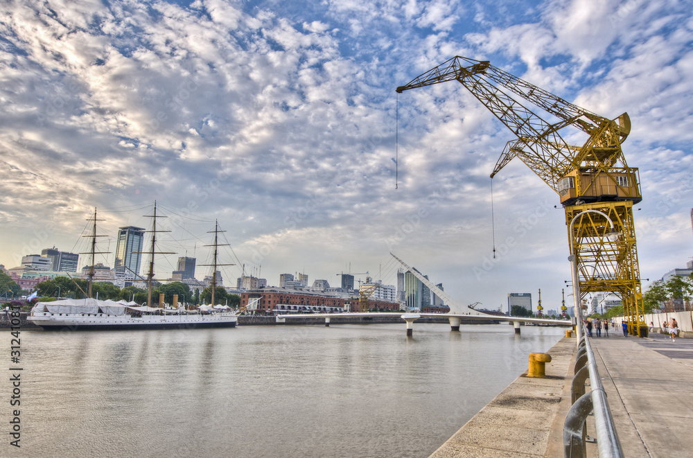 Former docks on Puerto Madero area at Buenos Aires, Argentina