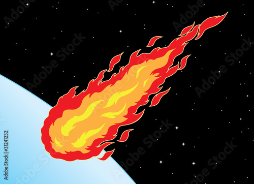 Meteor burning up through atmosphere.