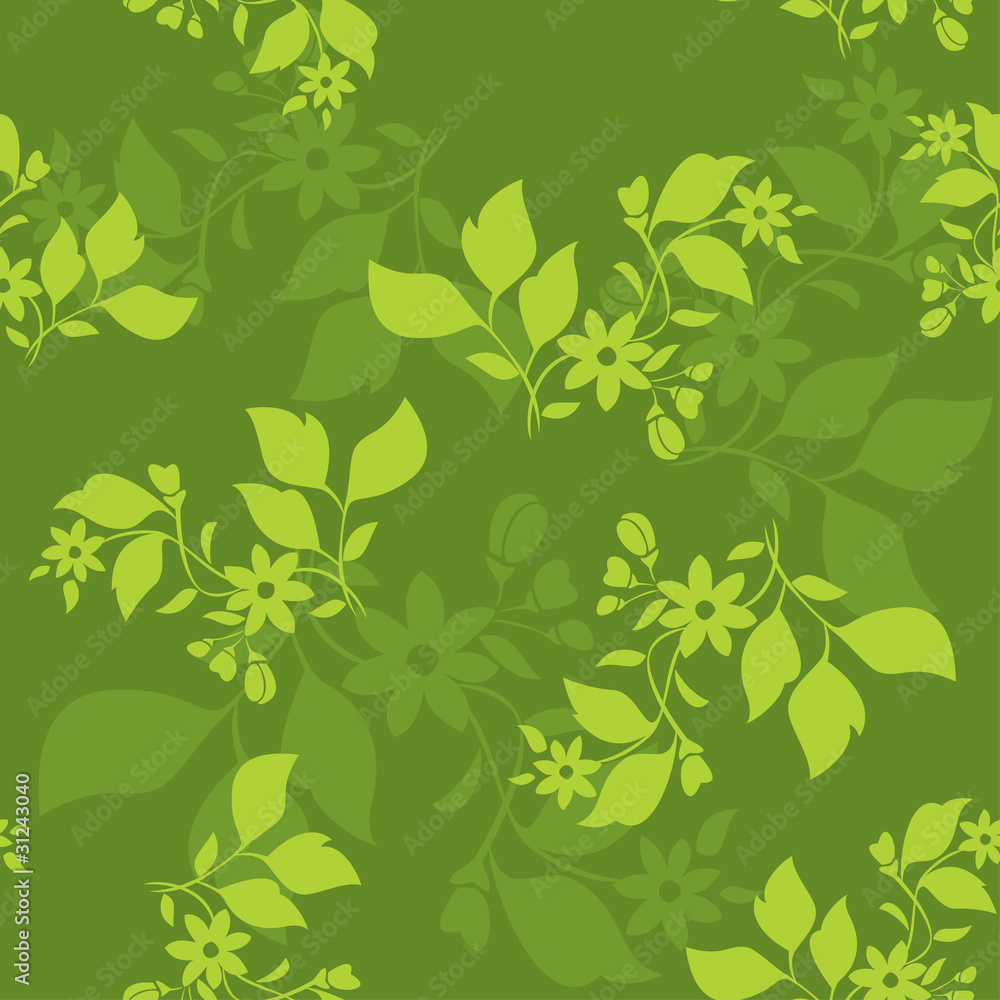 vector green seamless floral texture