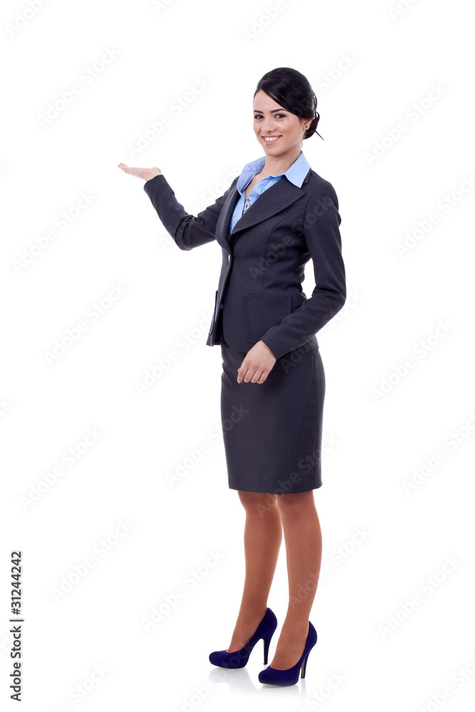Smiling business woman presenting Smiling business woman presenting