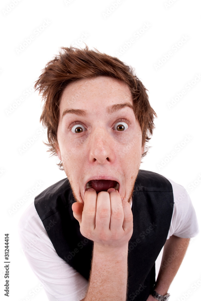 casual man making a funy face casual man making a funy face