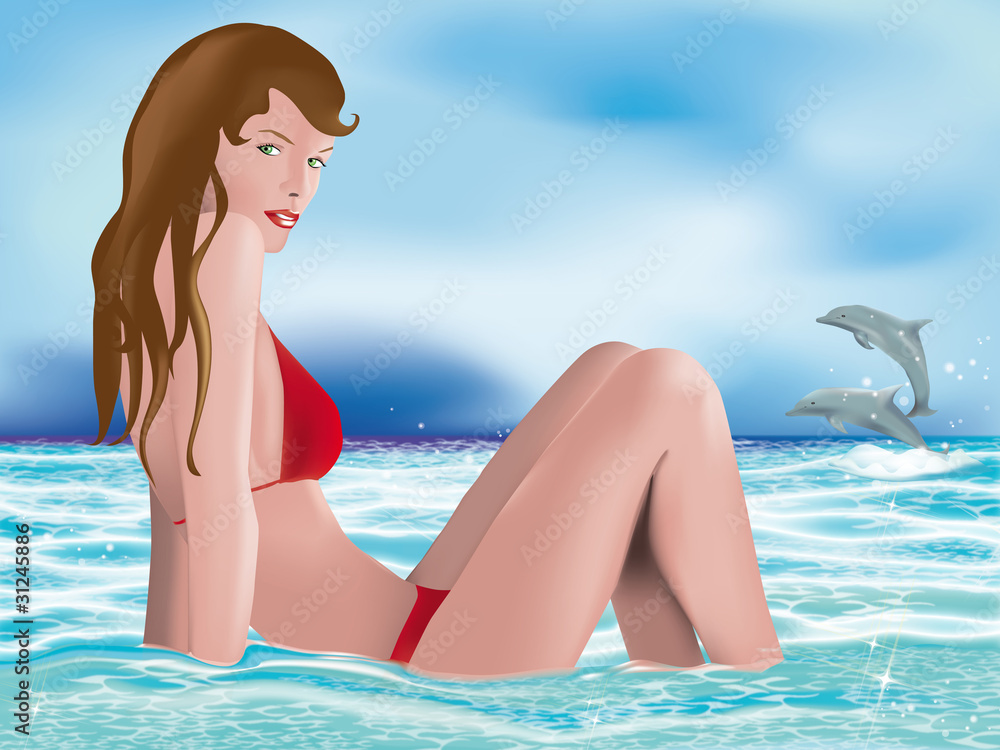 ragazza in bikini nell'acqua