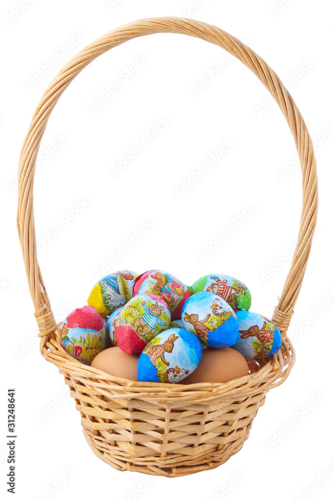 Easter eggs in the basket. Easter eggs in the basket.