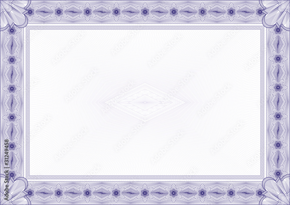 Classic guilloche border for diploma or certificate / vector/ A4