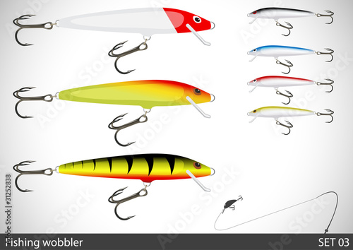 Set of fishing wobbler. Vector illustration.