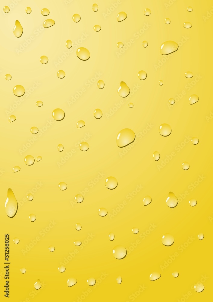 Drops of water on a fresh yellow background Drops of water on a fresh yellow background