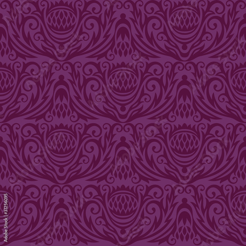 floral seamless purple damask background
