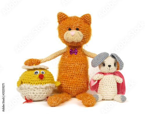 Three knitted toys