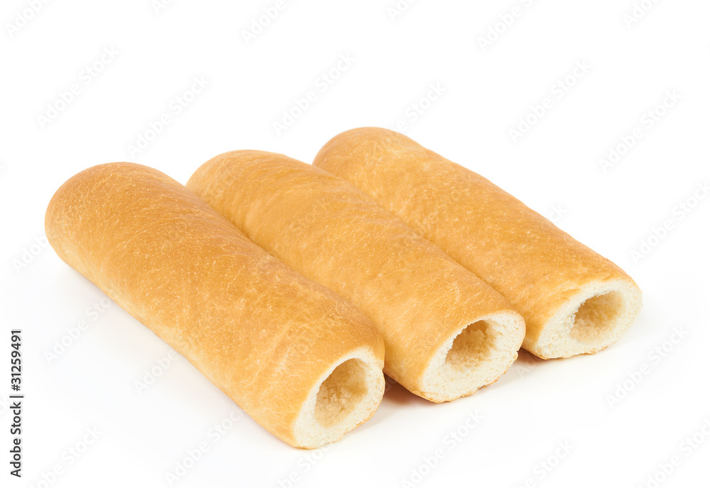 Three hot dog rolls Three hot dog rolls