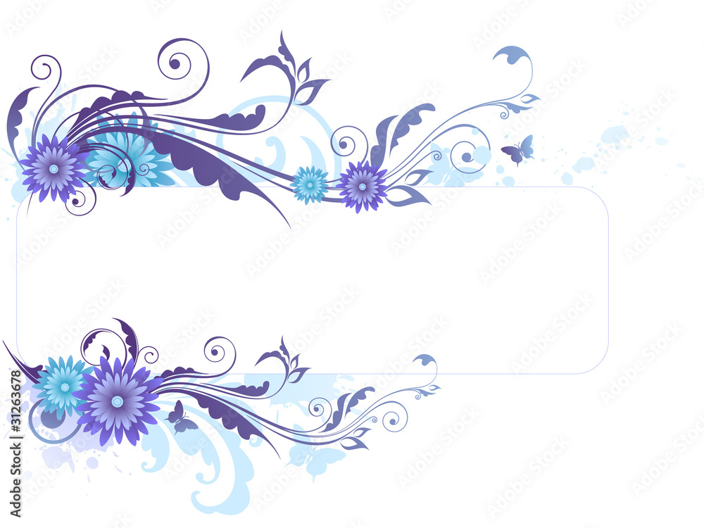 Floral background with  blue flowers