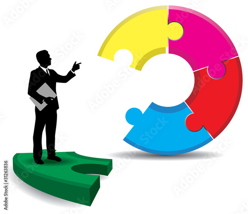 business man on a jigsaw