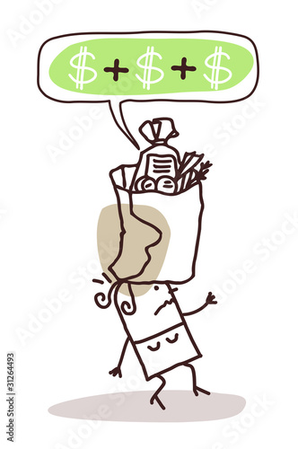 woman with too expensive food pack