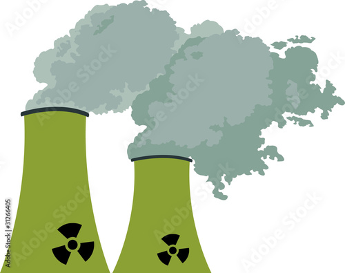 Two nuclear power stations emitting fumes