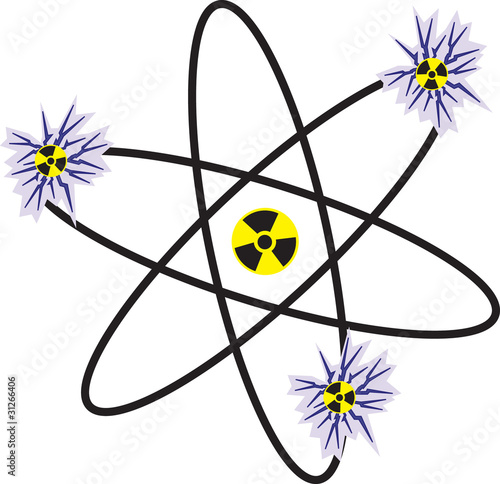 Atom with electrons, symbol of nuclear energy