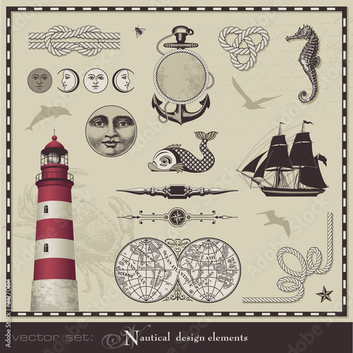 vector set: nautical design elements
