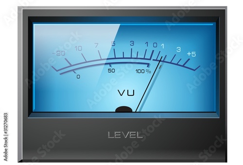 Analog VU Meter Blue, detailed vector