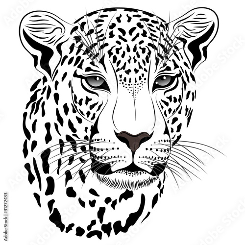Vector image of a leopard executed in the form of a tattoo