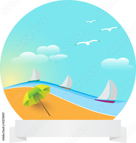 circle landscape with ribbon and umbrella