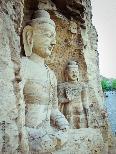 China, shanxi: Stone carving of Yungang grottoes photo